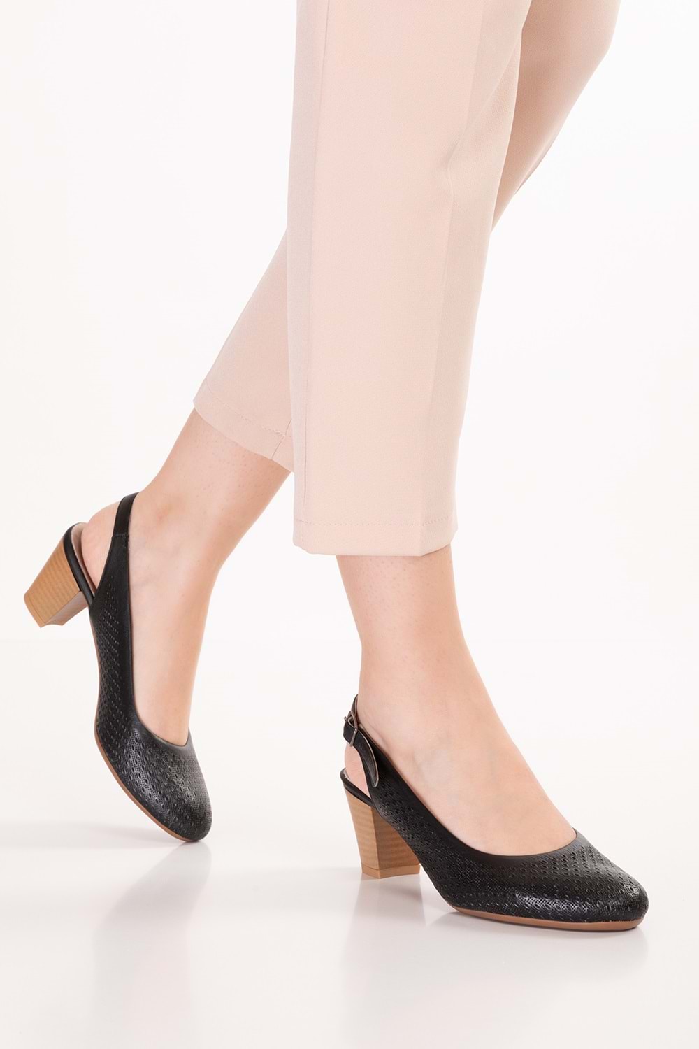 Gondol Hakiki Deri Rahat Orta Boy Topuklu Ayakkabı vdt.321 - Siyah - 38