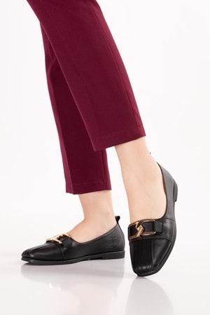 Gondol Hakiki Deri Esnek Rahat Taban Yumuşak Rahat Babet Ayakkabı alb.811 - Siyah - 37