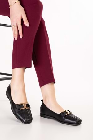 Gondol Hakiki Deri Esnek Rahat Taban Yumuşak Rahat Babet Ayakkabı alb.811 - Siyah - 37