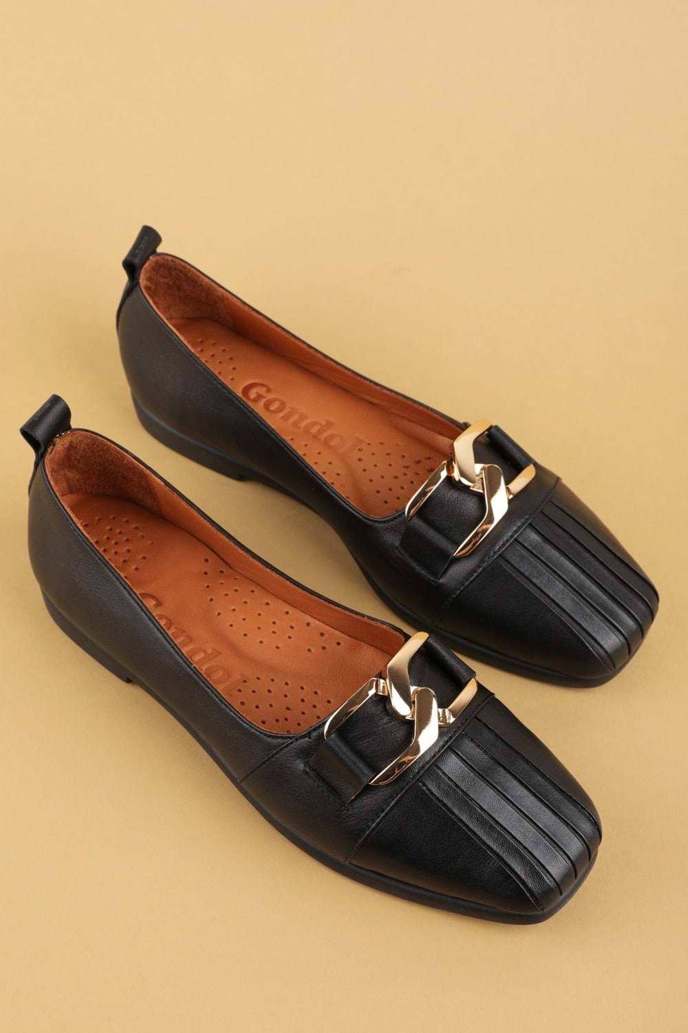Gondol Hakiki Deri Esnek Rahat Taban Yumuşak Rahat Babet Ayakkabı alb.811 - Siyah - 38