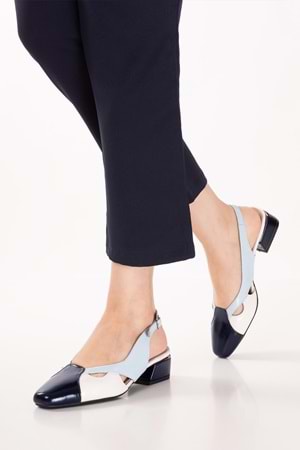 Gondol Kadın Hakiki Deri Renkli Kombin Kısa Topuklu Ayakkabı vdt.06 - Laci Kombin - 35