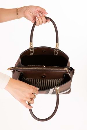 Gondol Kadın Günlük Şık El Çantası sp.1000 - Kahve Ekose