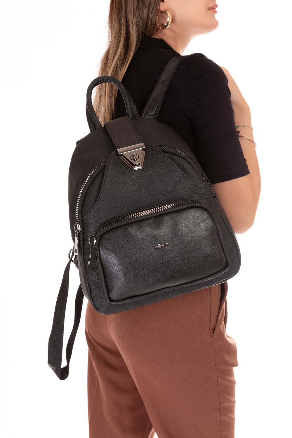 Gondol Kadın Taş Detaylı Günlük Sırt Çantası ald.1250 - T.Black - TEK EBAT