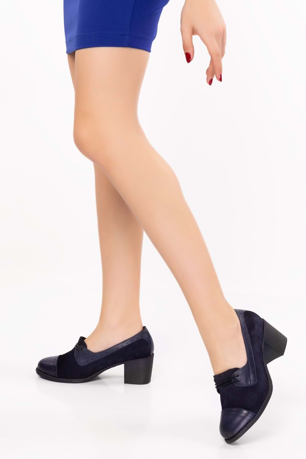 Gondol Kadın Hakiki Deri Rahat Topuklu Ayakkabı anl.7078 - Lacivert - 40