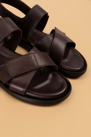 Gondol Erkek Hakiki Deri Günlük Klasik Sandalet esm.434 - Kahverengi - 40