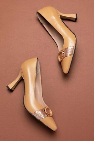 Gondol Kadın Hakiki Deri Stiletto Ayakkabı ast.6201 - Nude - 36